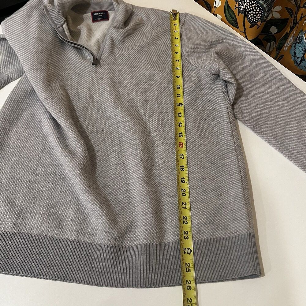Untuckit Sweater Mens L 1/4 Zip Pullover Gray Merino Wool Mock Neck Long Sleeve - Picture 5 of 5